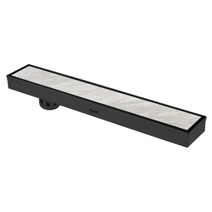 Marble-Insert Shower Drain Channel Black (3 Inches)