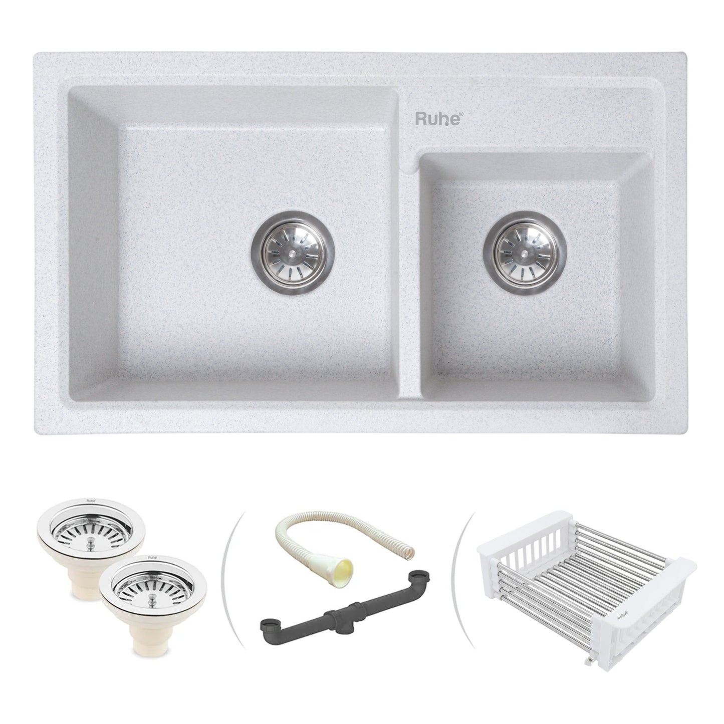 Quartz Double Bowl Kitchen Sink (31 x 18 x 9 Inches)