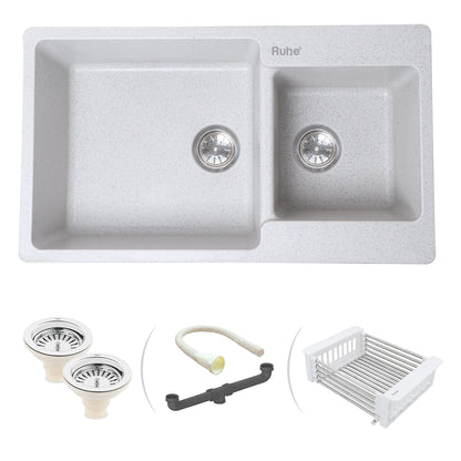 Quartz Double Bowl Kitchen Sink (34 x 20 x 9 inches)
