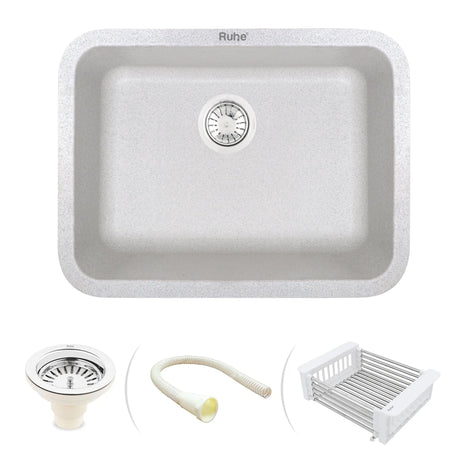 Quartz Single Bowl Round Kitchen Sink (24 x 18 x 9 Inches)
