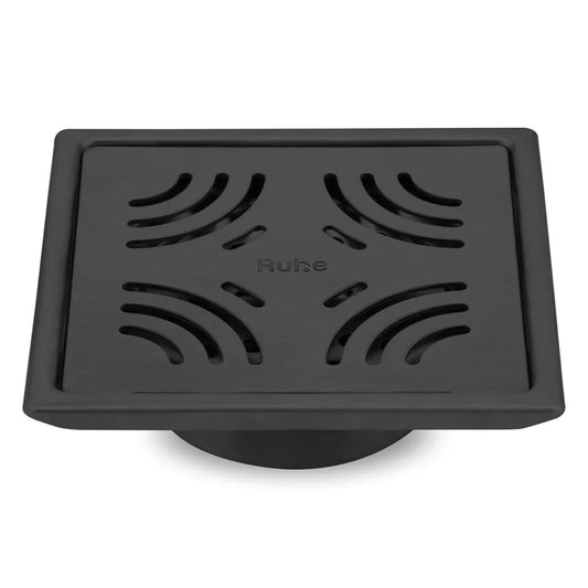 Emerald Square 304-Grade Floor Drain in Black PVD Coating (6 x 6 Inches)