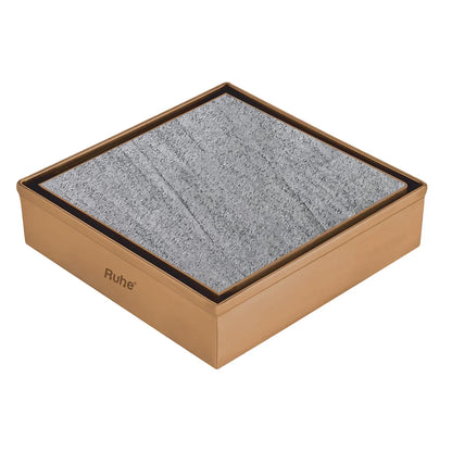 Marble Insert Shower Drain Channel (6 x 6 Inches) Antique Copper PVD Coated - by Ruhe
