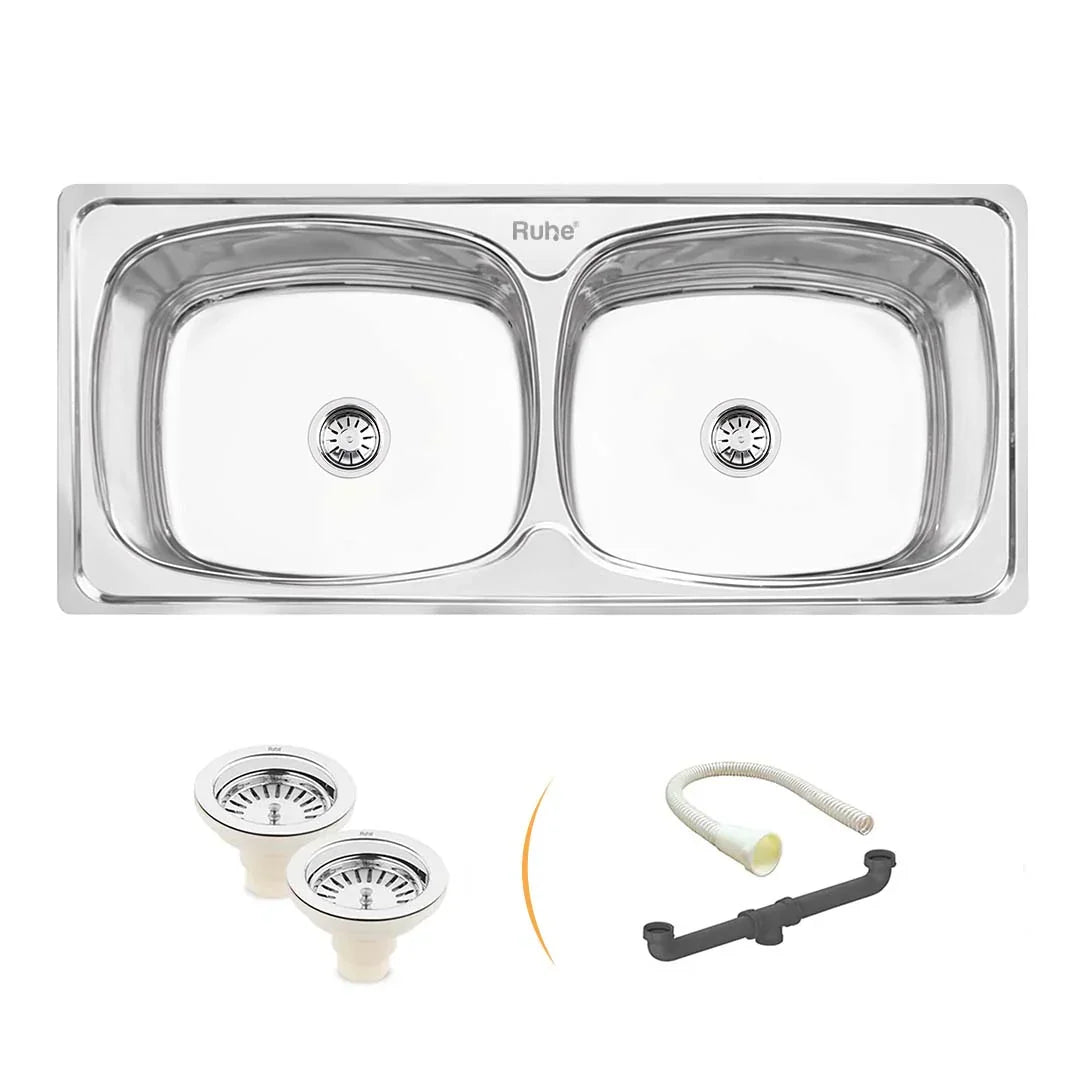Double Bowl Kitchen Sink (45 x 20 x 9 Inches)