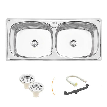 Double Bowl Kitchen Sink (45 x 20 x 9 Inches)