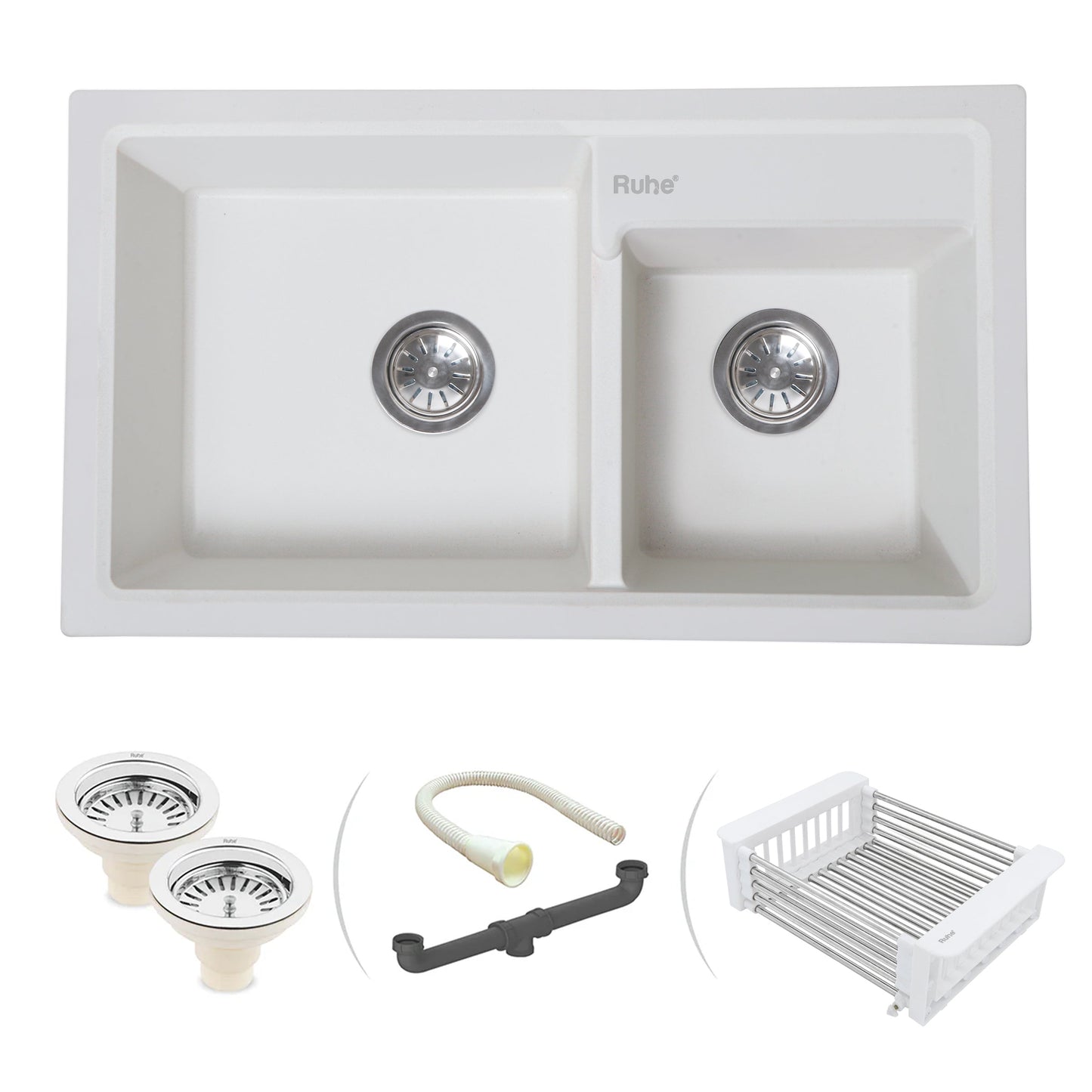 Quartz Double Bowl Kitchen Sink (31 x 18 x 9 Inches)