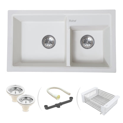 Quartz Double Bowl Kitchen Sink (31 x 18 x 9 Inches)
