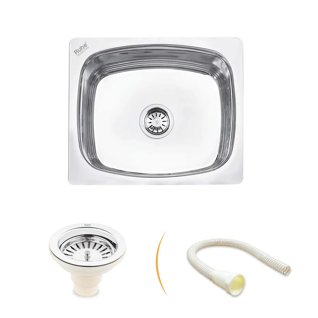 Oval Single Bowl Kitchen Sink (18 x 16 x 8 Inches)