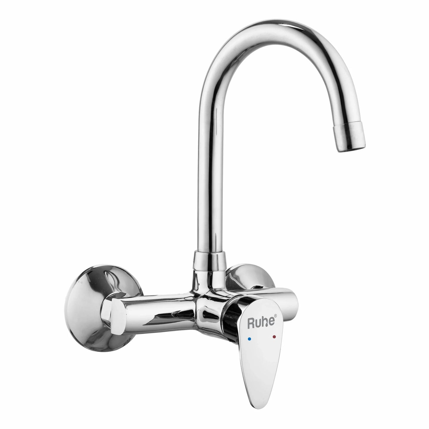 Eclipse Single Lever Wall-mount Kitchen Sink Mixer Tap with Medium Swivel Spout (15") - by Ruhe