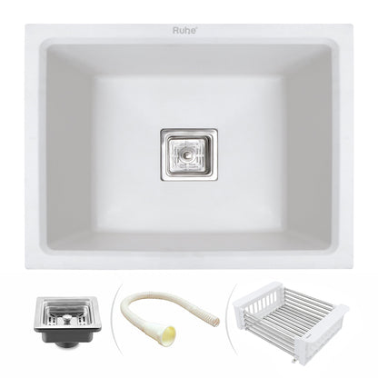 Quartz Single Bowl Kitchen Sink (21 x 18 x 9 Inches)