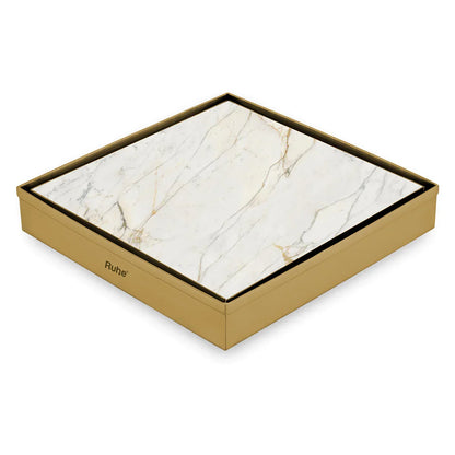 Marble-Insert Shower Drain Channel (8 x 8 Inches)