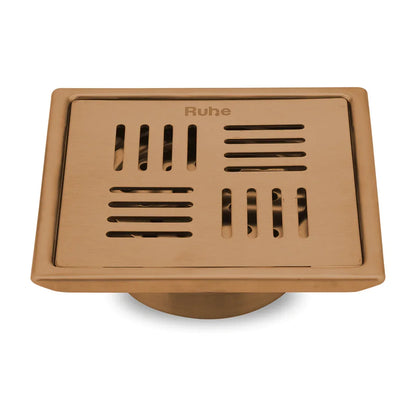 Ruby Square Flat Cut Antique Copper Floor Drain