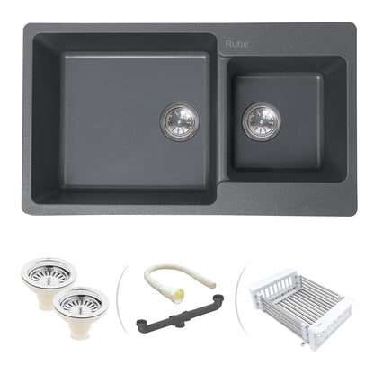 Quartz Double Bowl Kitchen Sink (34 x 20 x 9 inches)