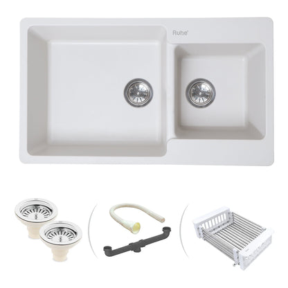 Quartz Double Bowl Kitchen Sink (34 x 20 x 9 inches)