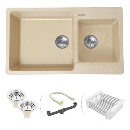 Quartz Double Bowl Kitchen Sink (34 x 20 x 9 inches)