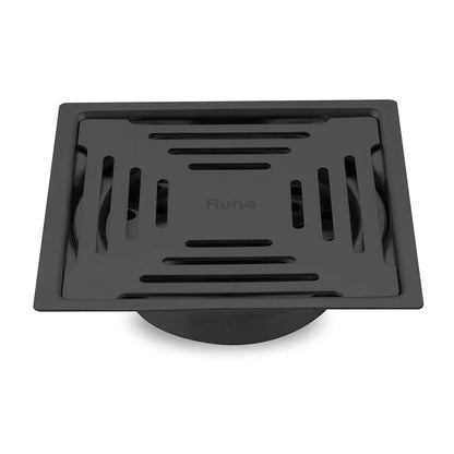 Opal Square Flat Cut Floor Drain in Black PVD Coating (5 x 5 Inches) - by Ruhe