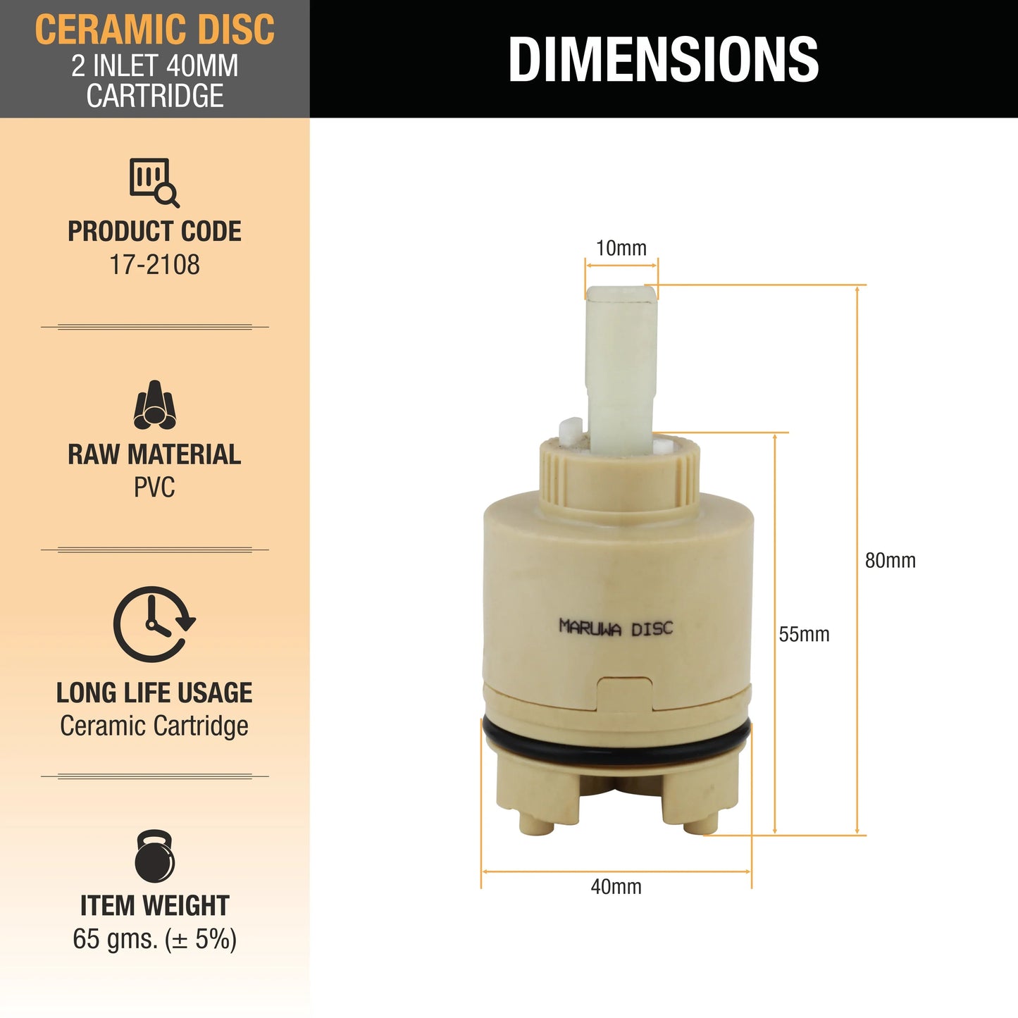 2 Inlet Cartridge (40mm) (Pack of 2) sizes