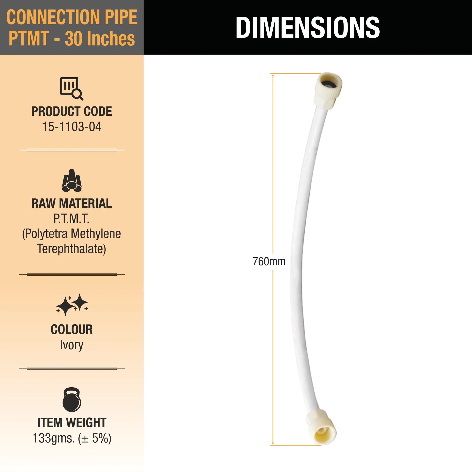 Geyser Connection Pipe PTMT (30 Inches) (Pack of 2) dimensions and size