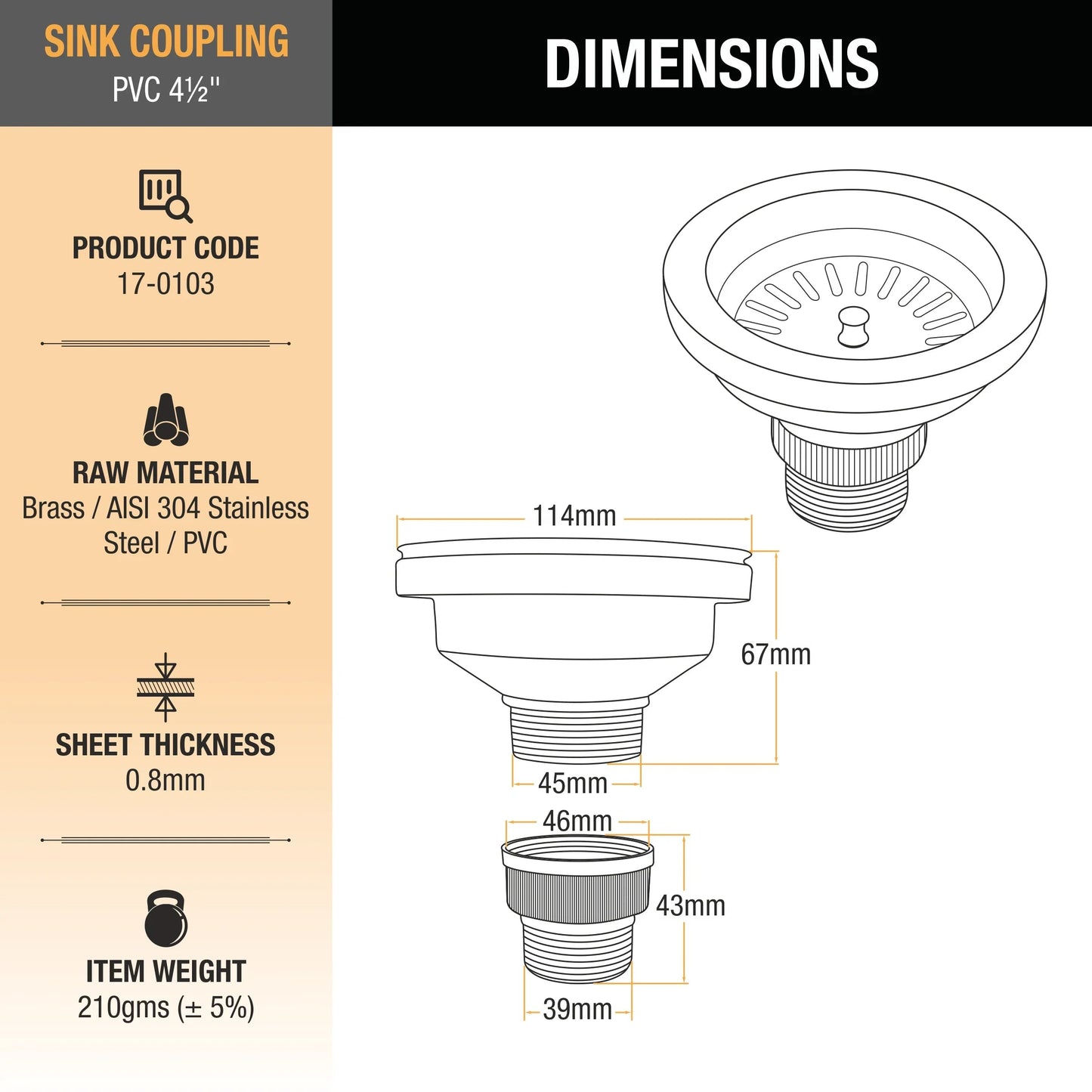 Sink Coupling 304-Grade (4Â½ Inches) 2