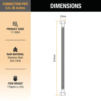 Geyser Connection Pipe SS (36 Inches) (304 Grade) (Pack of 2) dimensions and size