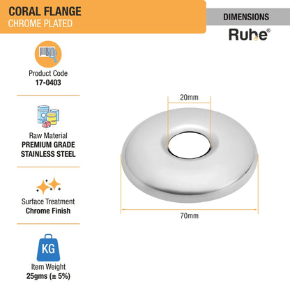 Coral Flange (Chrome Plated) (Pack of 5) dimensions and size