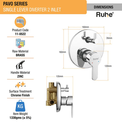 Pavo Single Lever 2-inlet Diverter (Complete Set) - by Ruhe