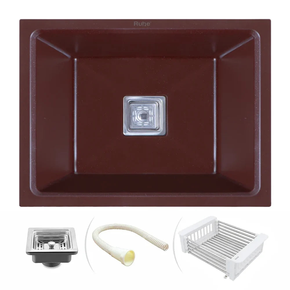 Quartz Single Bowl Kitchen Sink Coloured (21 x 18 x 9 Inches)