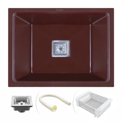 Quartz Single Bowl Kitchen Sink Coloured (21 x 18 x 9 Inches)