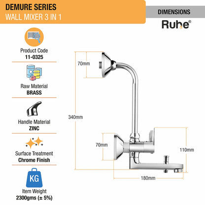 Demure 3-in-1 Wall Mixer Tap