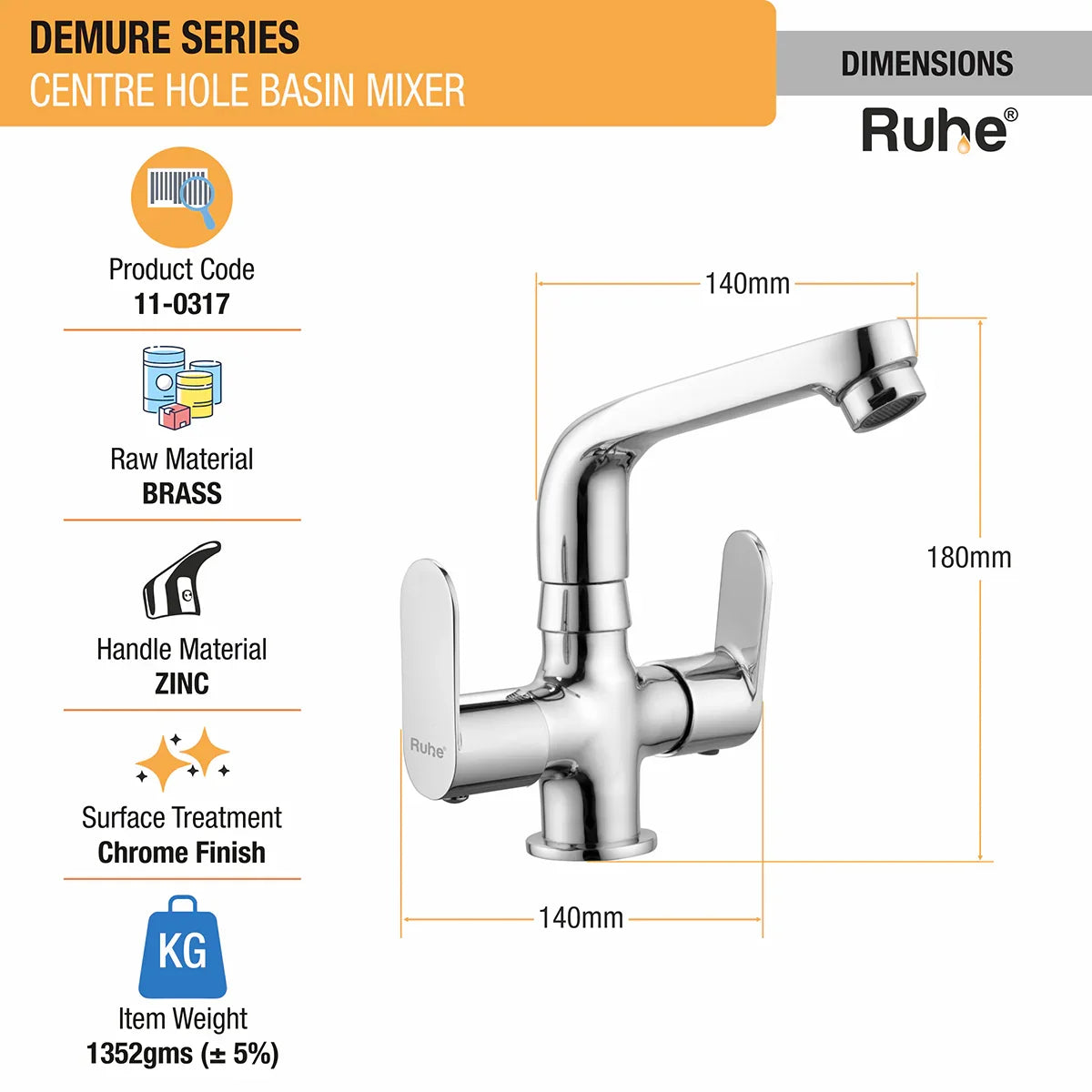 Demure Deck-mount Wash Basin Mixer Tap with Small Swivel Spout (7") - by Ruhe