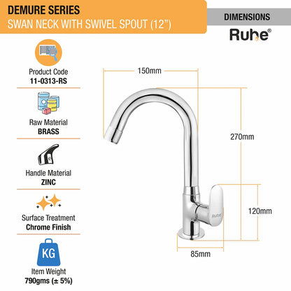 Demure Deck Mount Wash Basin Tap with Swivel Spout