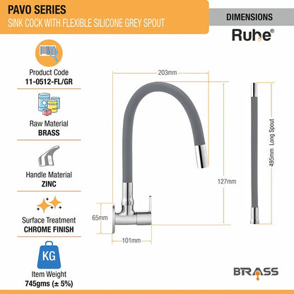 Pavo Wall Mount Kitchen Sink Tap with Coloured Flexible Silicone Spout