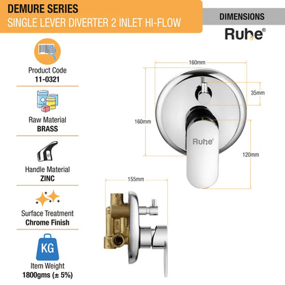 Demure Single Lever 2-inlet High-Flow Diverter (Complete Set) - by Ruhe