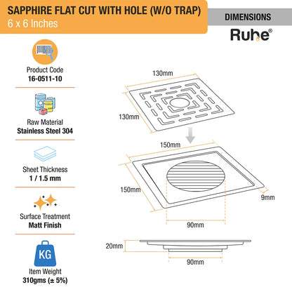 Sapphire Flat Cut Floor Drain