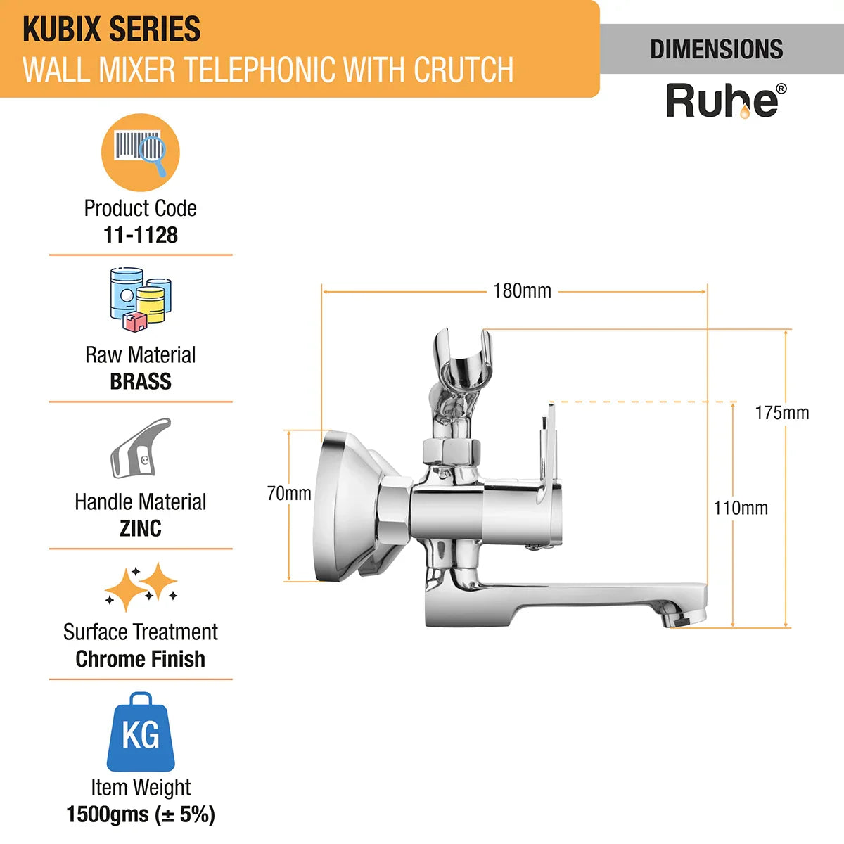 Kubix Telephonic Wall Mixer Tap with Crutch - by Ruhe