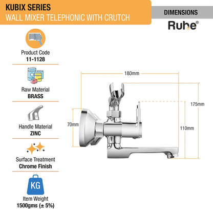 Kubix Telephonic Wall Mixer Tap with Crutch - by Ruhe