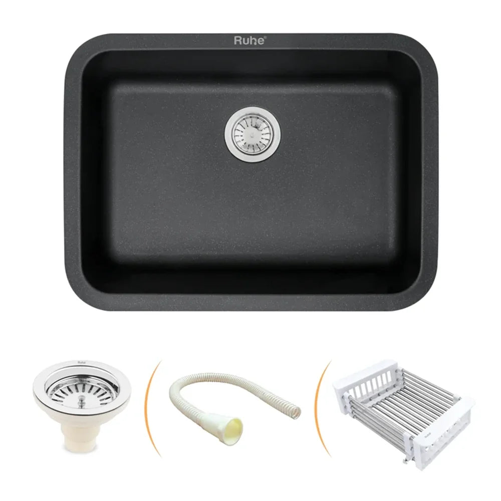 Quartz Single Bowl Round Kitchen Sink (24 x 18 x 9 Inches)