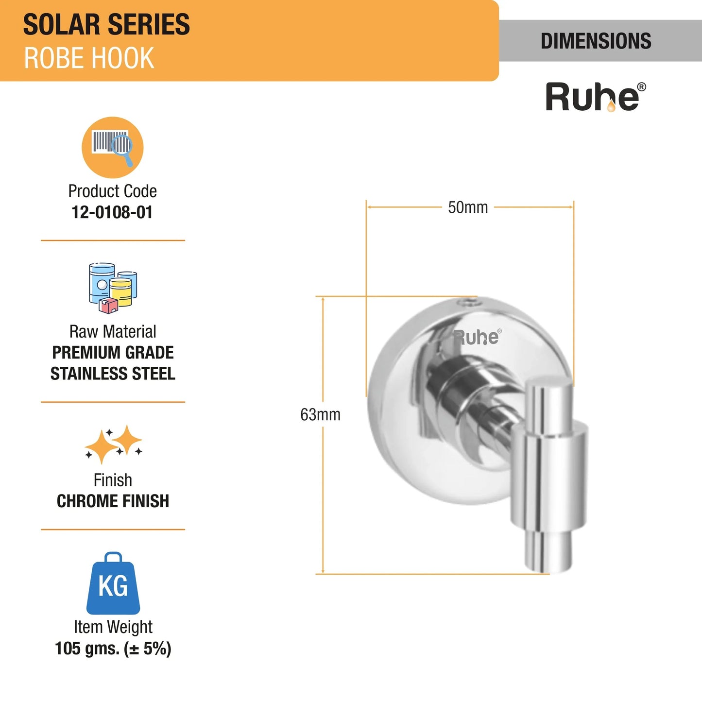 Solar Stainless Steel Robe Hook 2