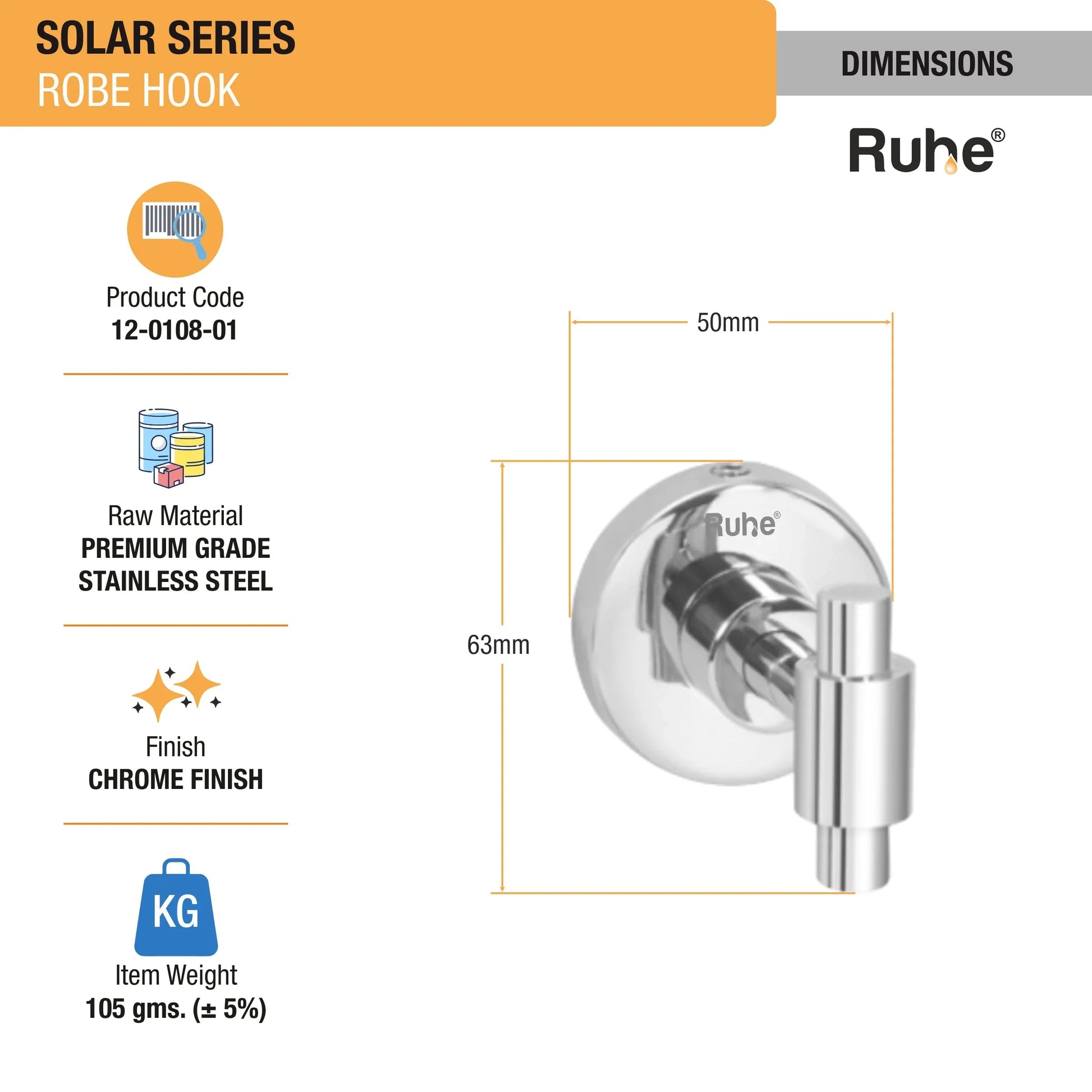 Solar Stainless Steel Robe Hook 2