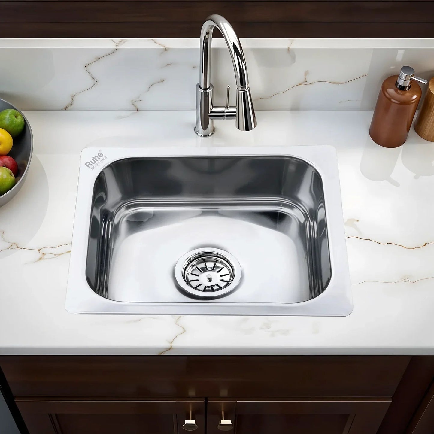 Single Bowl Kitchen Sink (18 x 16 x 8 Inches)