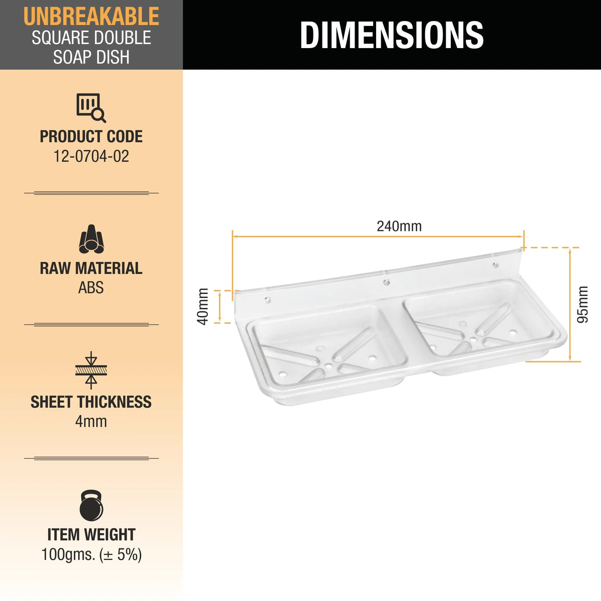 Square ABS Double Soap Dish 2