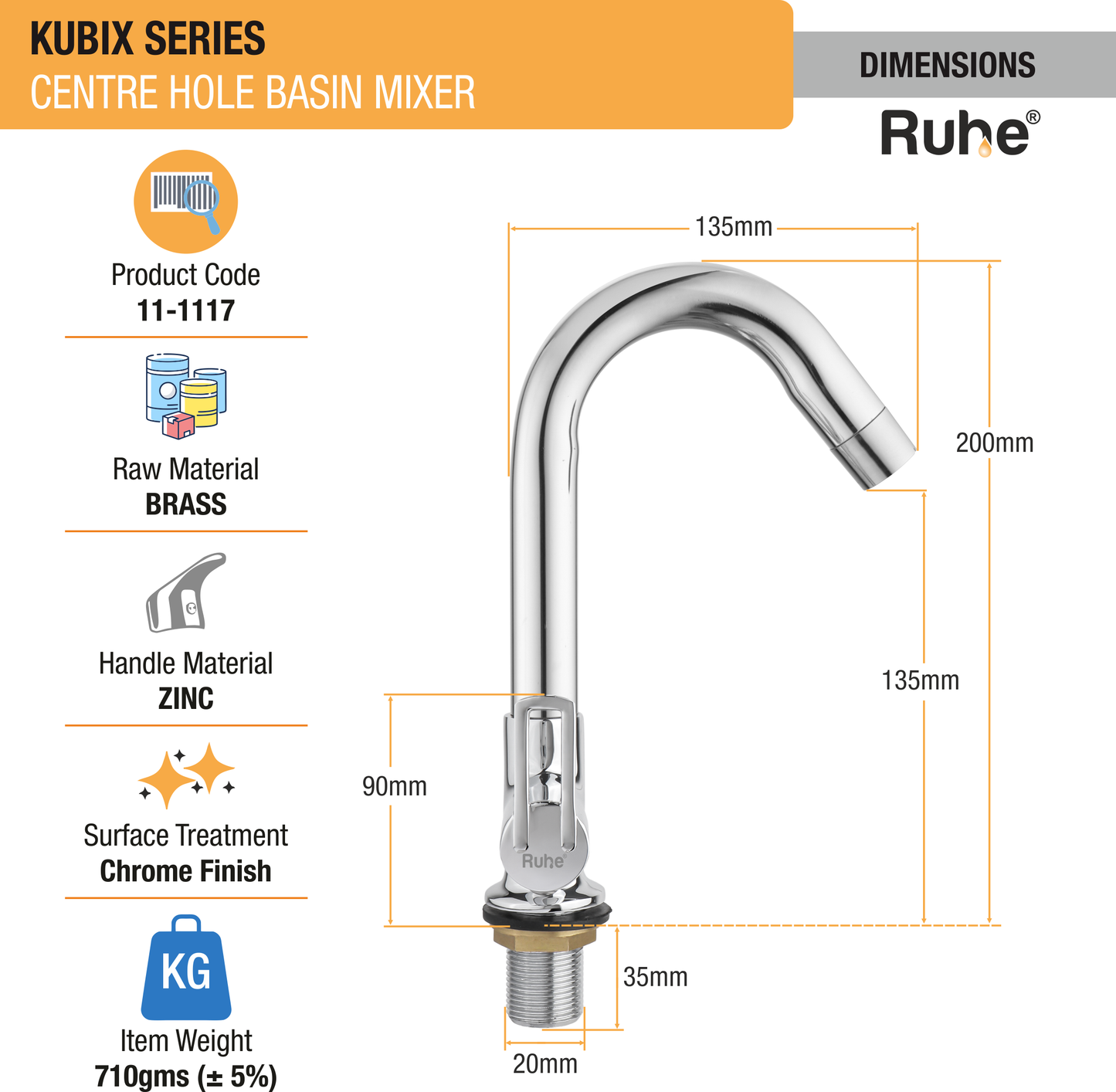 Kubix Deck-mount Wash Basin Mixer Tap with Small Swivel Spout (12") - by Ruhe