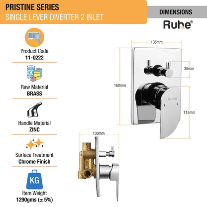 Pristine Single Lever 2-inlet Diverter (Complete Set) - by Ruhe