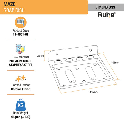 Maze Stainless Steel Soap Dish dimensions and size