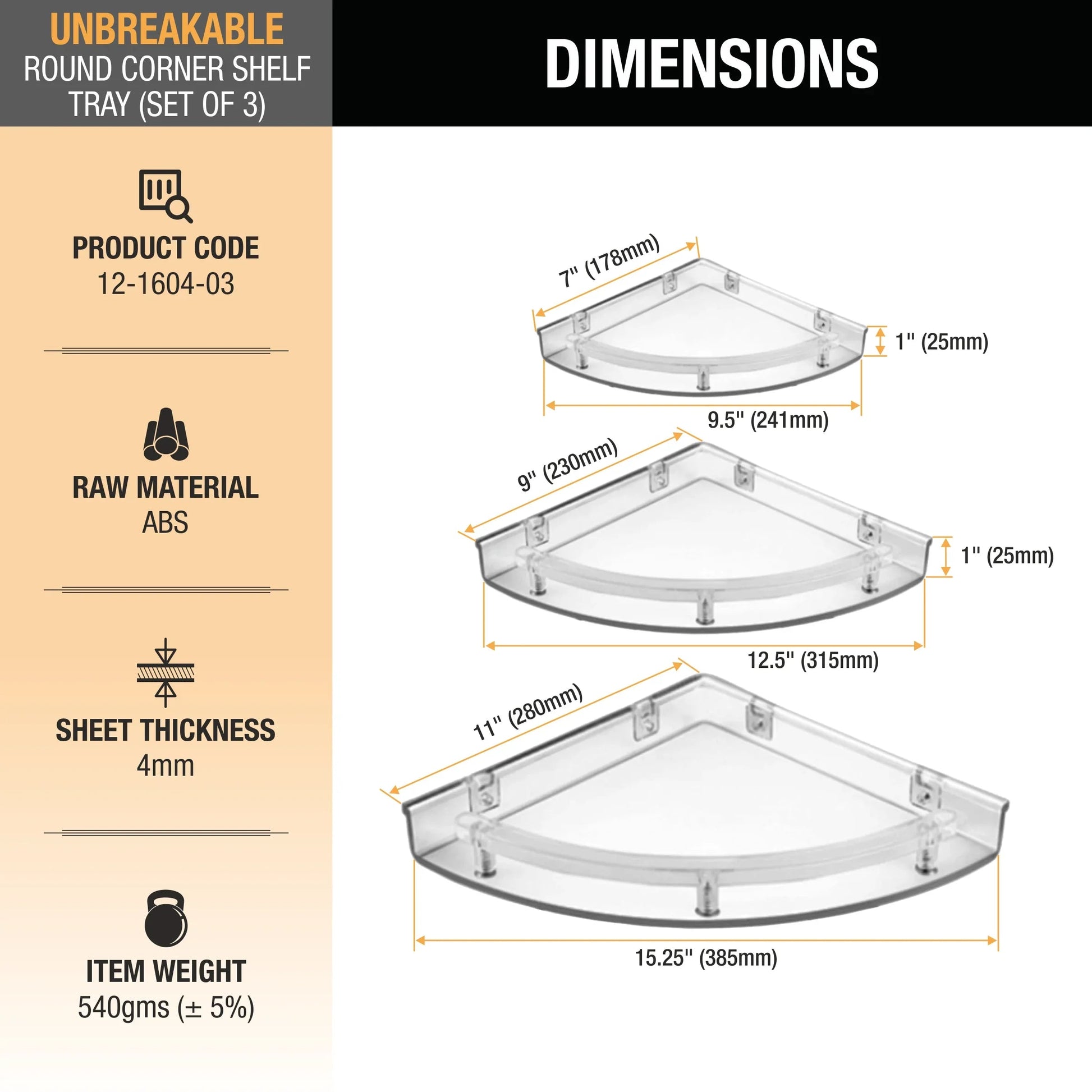 Round ABS Corner Shelf Tray 2