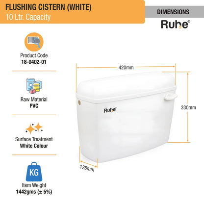 White Flushing Cistern (10 Ltr) - by Ruhe