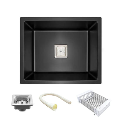 Quartz Single Bowl Black Kitchen Sink (21 x 18 x 9 Inches)
