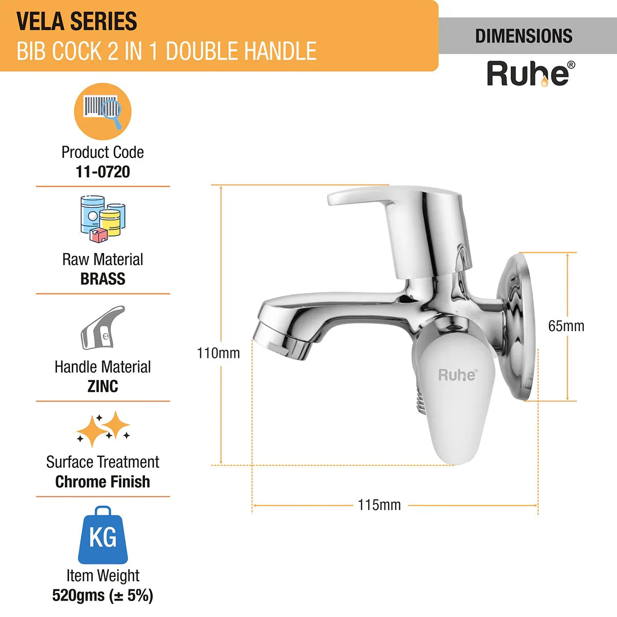 Vela Two Way Bib Tap (Double Handle) - by Ruhe