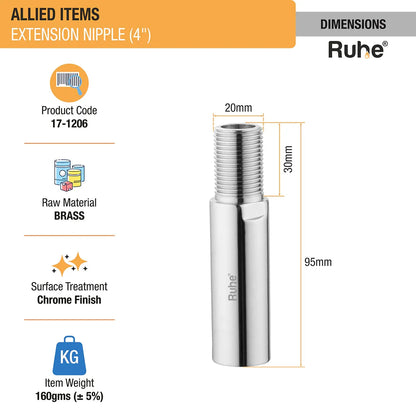 Extension Nipple (4 inches) dimensions and sizes