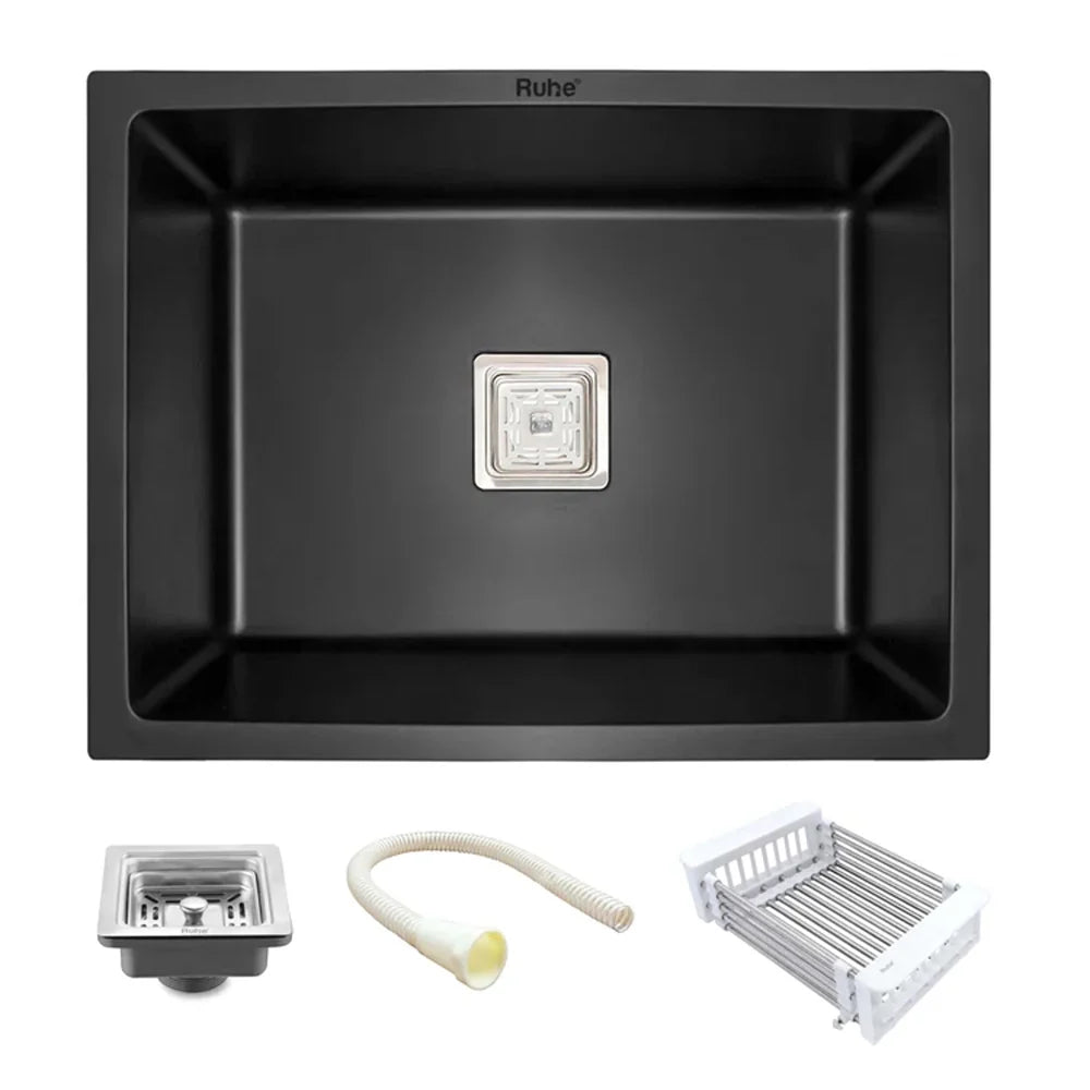 Quartz Single Bowl Black Kitchen Sink (24 x 18 x 9 Inches)