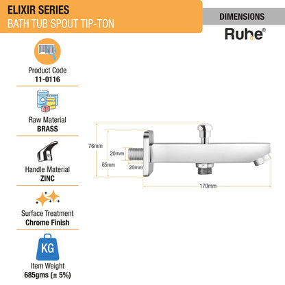 Elixir Bathtub Tap with Tip-Ton Button (Only Spout) - by Ruhe